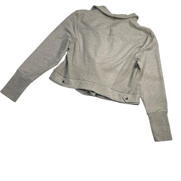 H by HALSTON Gray French Terry‎ Long Sleeve Motorcycle Zipper Jacket Size 14 - Picture 8 of 10